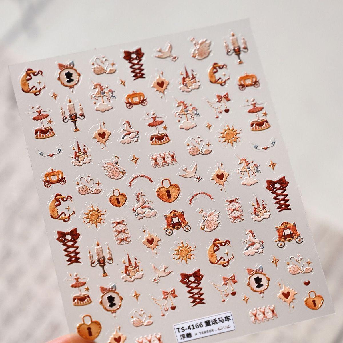 Ретро Барокко Заяц Наклейки для Маникюра и Сказочный DIY Подставка для Ручек Fairy Tale Carriage