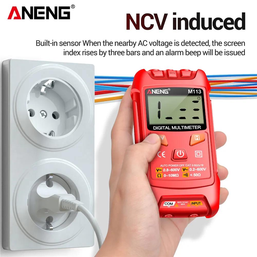 ANENG M113 Mini Intelligent Digital Multimetro 1999 Counts AC DC Volt Resistance NCV Portable Electric Test Tool High Precision with Digital Display