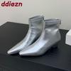 Fashion Fashion Pointed Toe Ladies Modern Short Boots Zippers Female Low Heel Women Ankle Stretch Boots Pumps Shoes