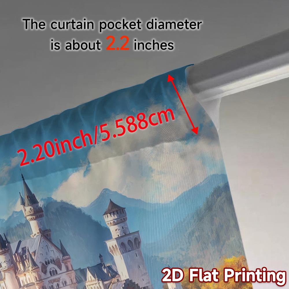 2pcs   2D FLAT PRINTING Curtains (Without Rod) Castle Vista Popular Contemporary Curtains Polyester Curtains Decorations For Home