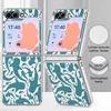 Summer Ocean Themed Phone Case For Samsung Galaxy Z FlIP 7 FE 6 5 Z Flip7 Flip6 Flip5 Luxury Plating PC+PU Leather Hybrid Folding Phone Cover