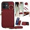 For iPhone 7/8 Plus/XR/Xsmax/11 Pro/12 Mini Fashion Zipper Style Phone Case Wallet Cover with Strap