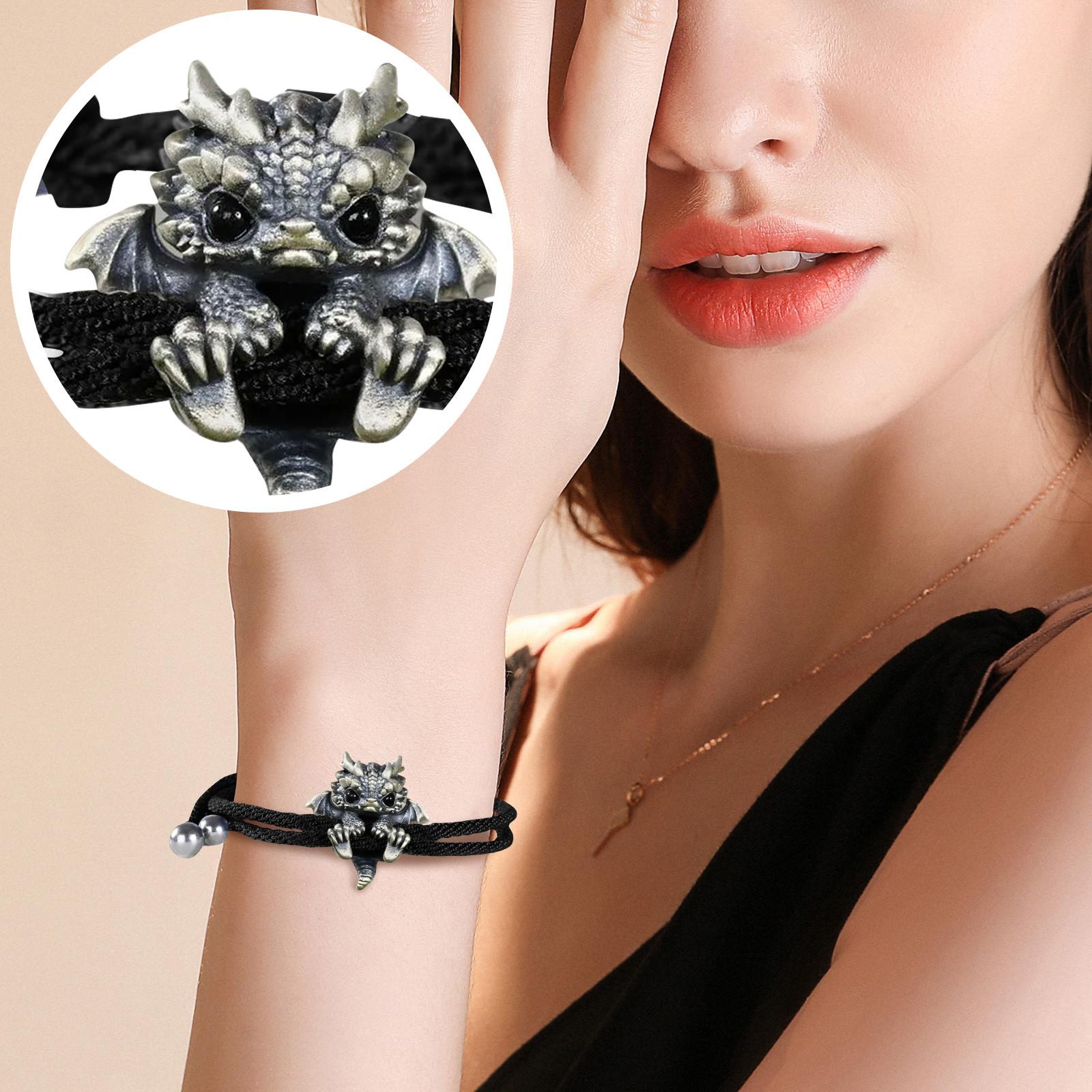 

Милый браслет с драконом, регулируемый браслет с драконом, украшения в виде животных, креативный браслет-талисман Dragon Ball One Size чёрный