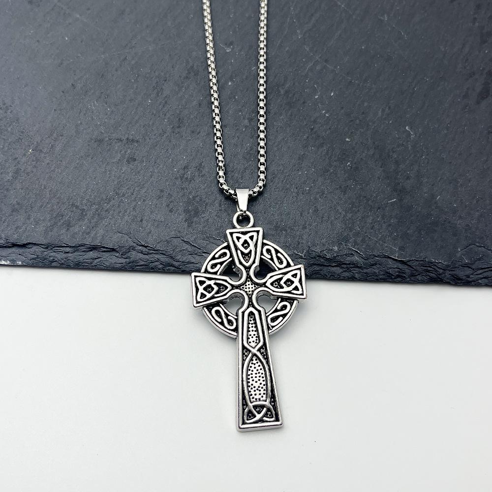Vintage Celtic Cross Titanium Steel Pendant Necklace for Men - Gothic Punk Style