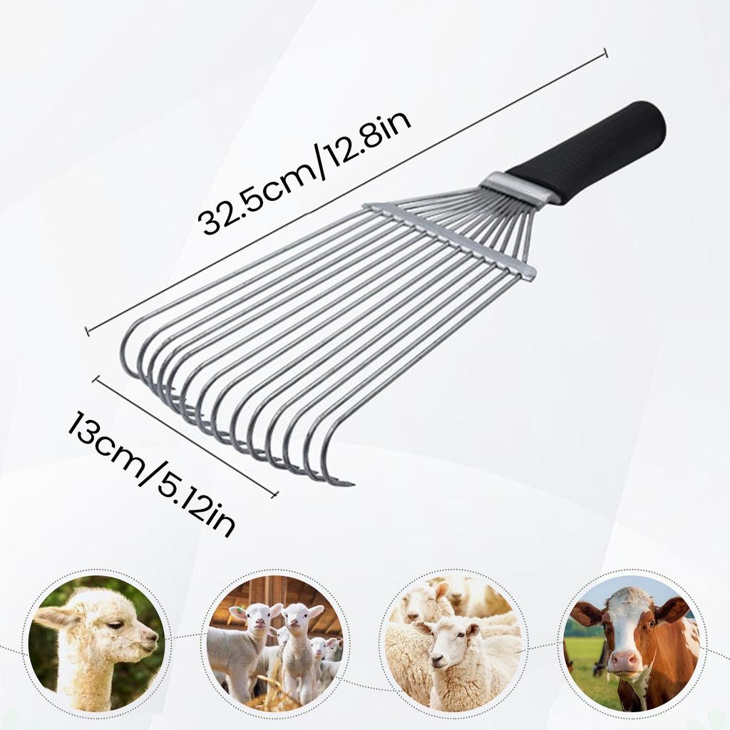 Undercoat Grooming Rake Horse Mane Undercoat Rake Ergonomic Steel Cashmere Wool Dematting Comb For Sheep Cow Goat Animals Pets