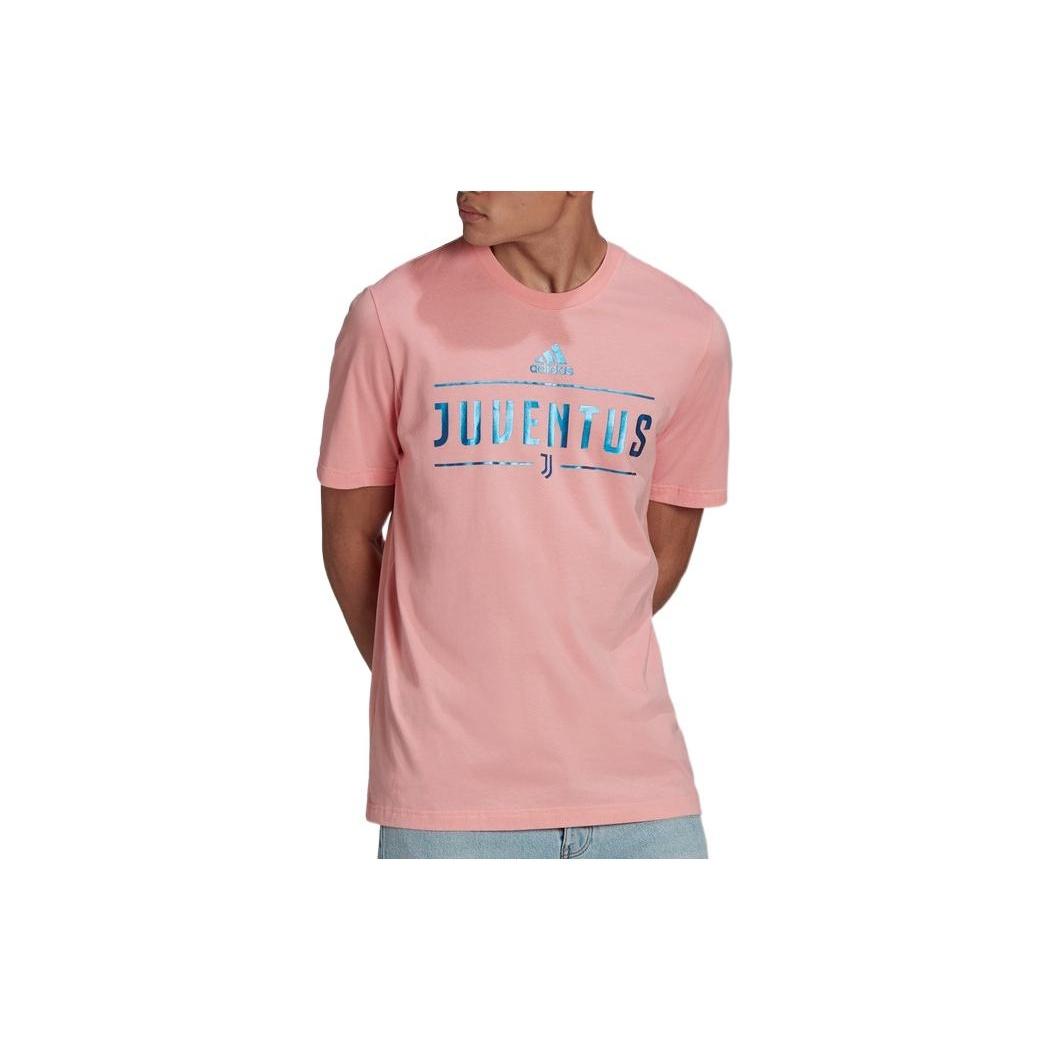 Men s adidas Juventus Alphabet Printing Casual Short Sleeve Pink T-Shirt HG1245 XL