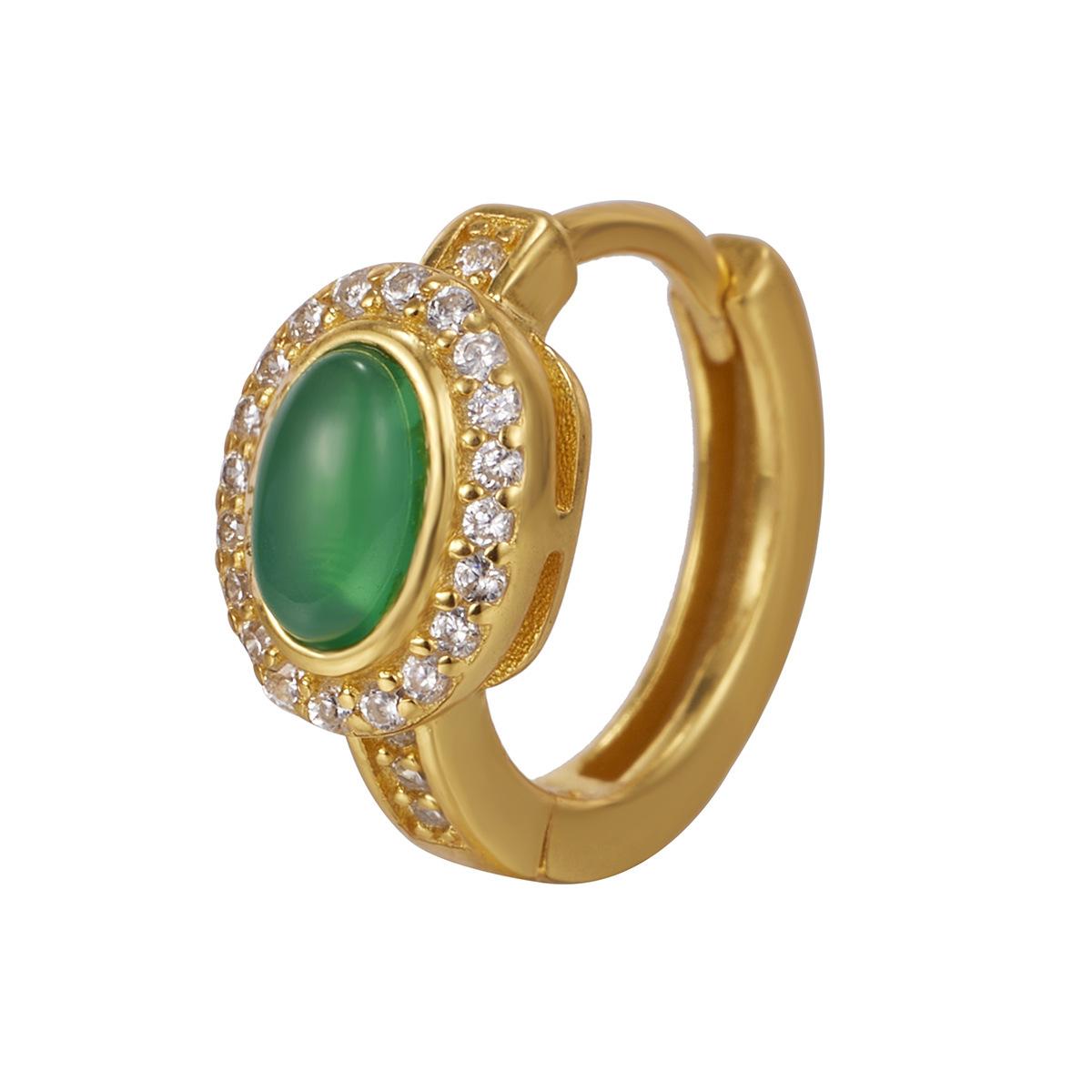 

Серебряные серьги S925, новые натуральные халцедоновые серьги-клипсы, женские инкрустированные овальные геометрические серьги в форме яйца, модные 925 Silver