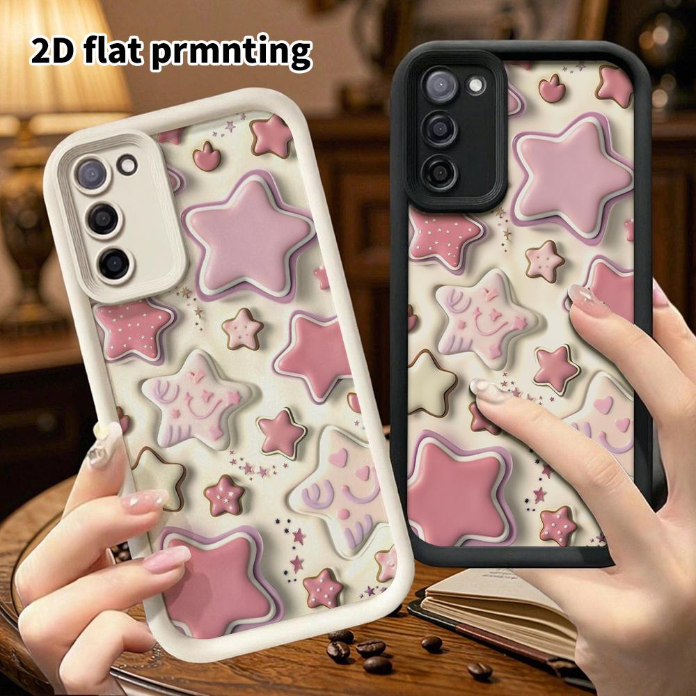 Phone Case: 2D Flat Samsung Galaxy A34 A35 M05 M06 S20 S22 S21 FE Plus 5G Layered Protective Case, Puff Star, Christmas and Halloween Gift