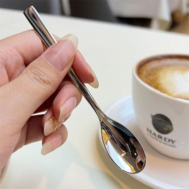 Stainless Steel Round Spoon, Bird's Nest White Ear Spoon, Honey Dessert, Wedding Ornament, Mixing Spoon, Coffee Spoon, 5Pcs