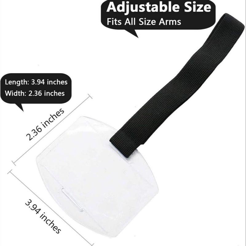 Adjustable Elastic Arm Band ID Badge Holder Reflective Plastic Wristband for Office Staff Exhibition Conference Events