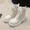 Women's Boots 2026 Autumn/Winter New British Style Plush Fashion Thick Bottom Motorcycle Boots Lace Comfort Zipper Snow Boots