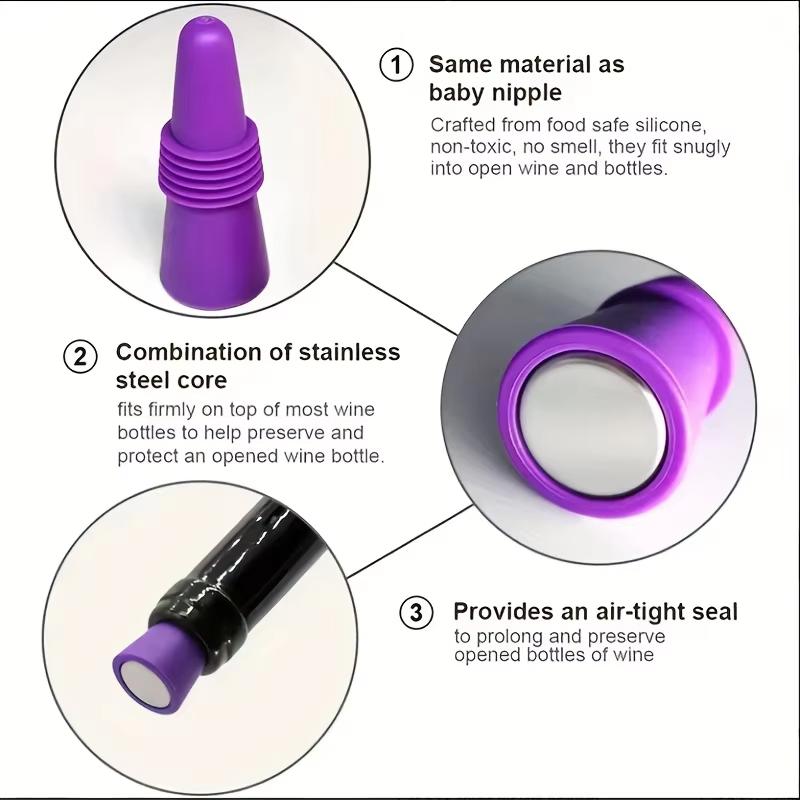 1/2 st Silikon Vinflaska Propp Återanvändbar Läckagesäker Dryck Whisky Öl Champagne Kapsyl Stängare Vinproppar Lock Barer Verktyg