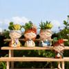 Pack of 4 Pcs Girls Small Plant Pots Resin Succulent Planters for Home Office Desk Mini Ornament Fairy Garden Decoration