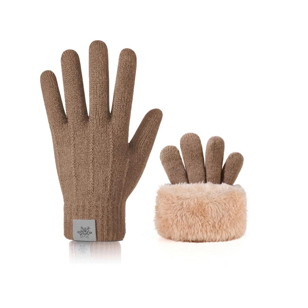 

New Windproof Winter Warm Gloves Double Layer Cold Proof Velvet Gloves Thickened Cycling Knitted Gloves Men s and Women s хакі