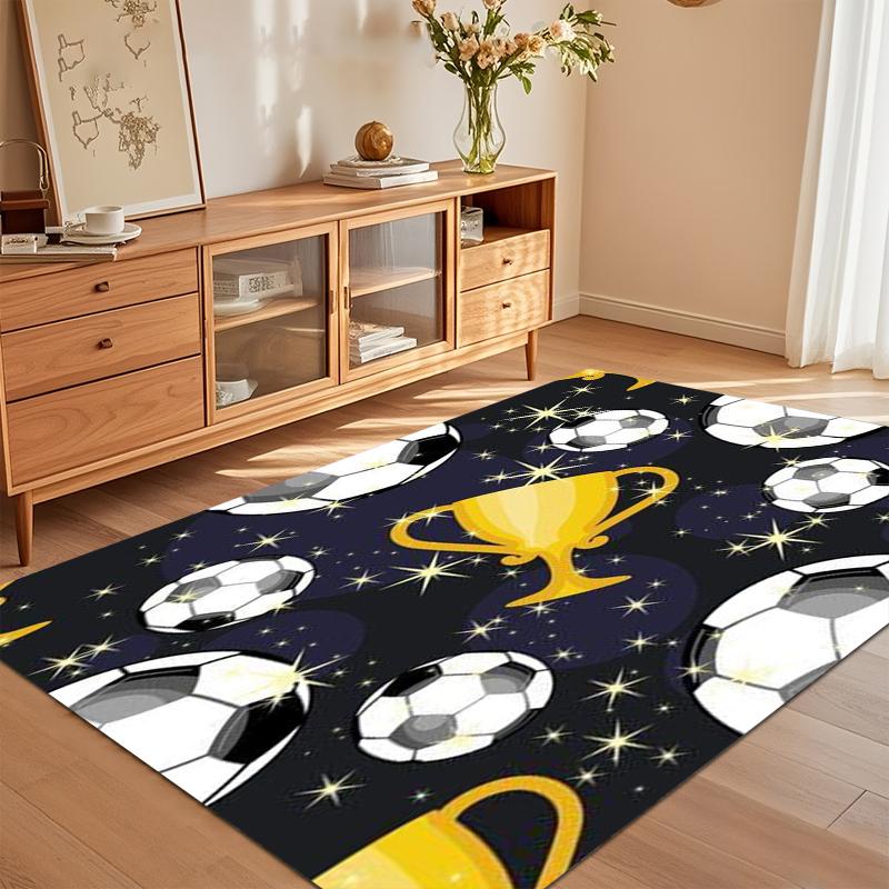 

Коврик для комнаты киберспорта «Футбол и Трофей», Нескользящий, Моющийся, Придверный коврик, Прочные ковры для декора гостиной, Коврики для спальни 40x60CM