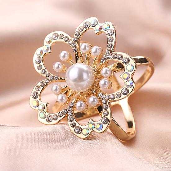 3Pcs/Set Flower Scarf Ring Elegant Silk Scarf Rings Rhinestone Scarf Clip Rings for Women Neckerchiefs Shawls