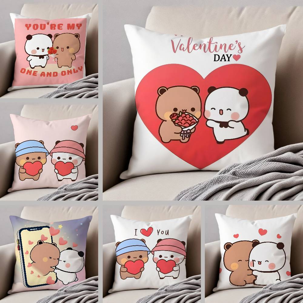 Cartoon Bubu & Dudu Lovely Pillow Case Anti-dustmite Pillowcase Invisible Zipper Silky Short Plush Sofa Cushion Cover
