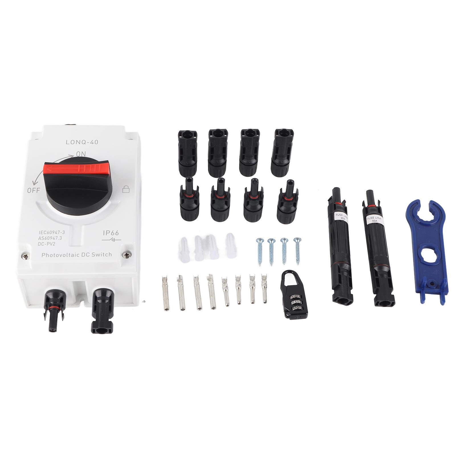 

Фотоелектричний ізолятор постійного струму Сонячний вимикач IP66 Водонепроникний Ізольований вимикач для сонячного живлення RV 1200 В DC 32 А 4P Вимикач постійного струму 1200VDC 32A IP66