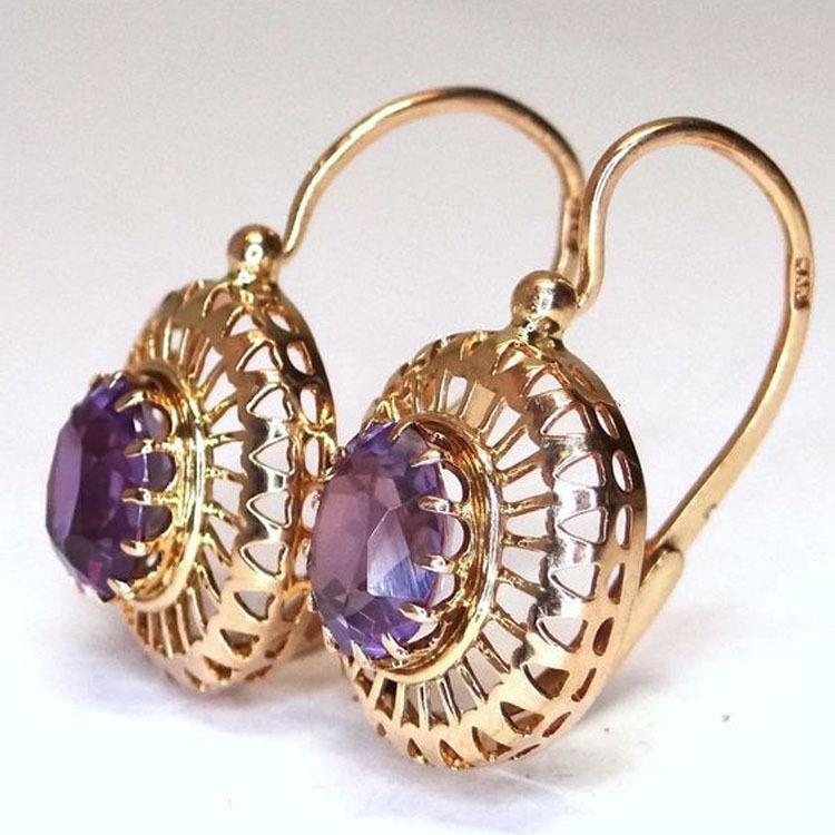 Chenrui Zircon Gem Flower Multi-layer Retro Earrings