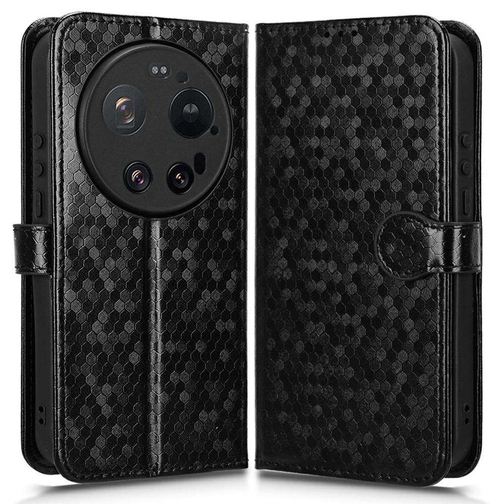 Para Xiaomi 17 Ultra 5G Capa Carteira Padrão de Pontos Estampado Couro PU Capa de Telefone com Alça de Pulso