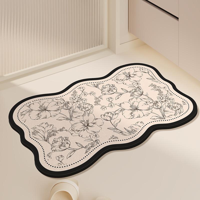 Diatom mud simple and luxurious European style floor mat for bathroom and toilet, strong water absorption and anti slip foot mat
