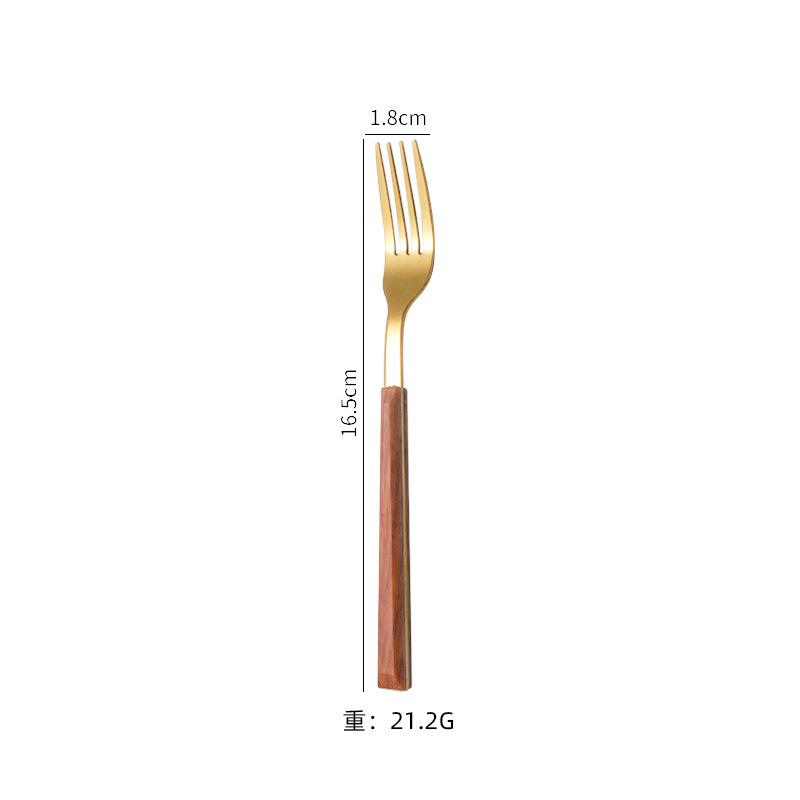 Ins tableware Internet celebrity 304 stainless steel knife and fork imitation wood grain handle steak knife and fork gift box set dessert spoon