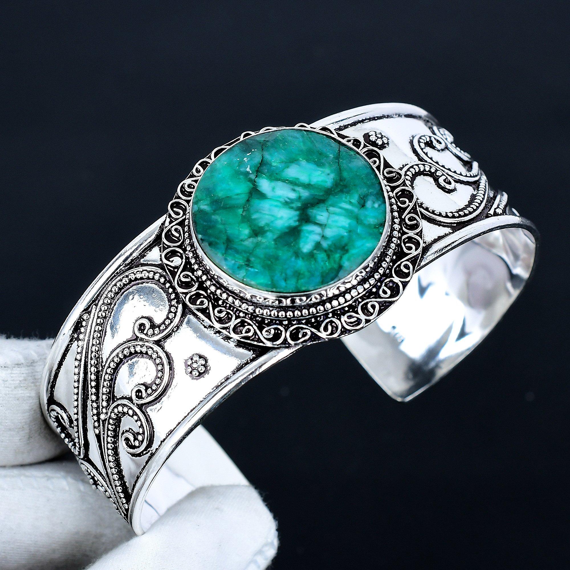 

Beautiful Emerald Gemstone Bracelet, Bangle Adjustable Bracelet, 925 Sterling Silver Jewelry, Engagement Gift, Emerald Bracelet New Year Gift Adjustable зелёный