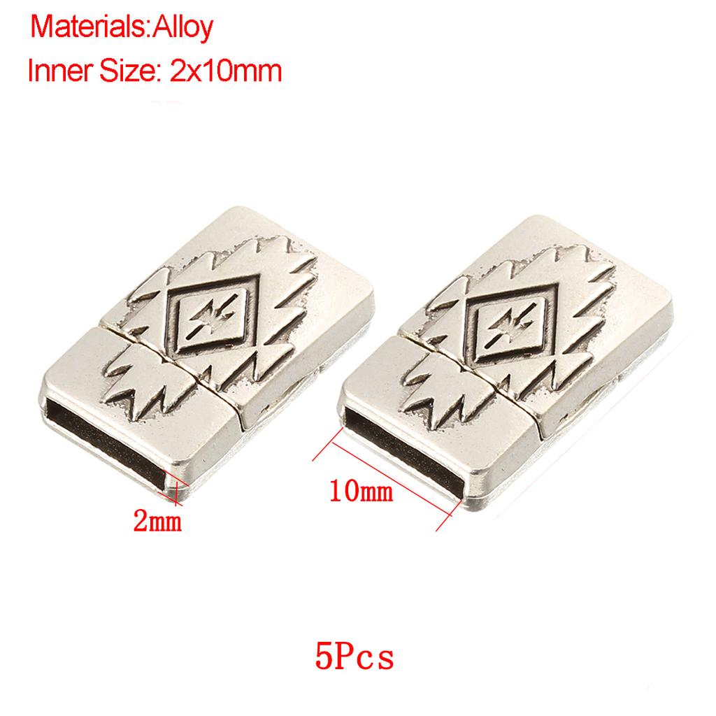 Jewelry Findings Leather Bracelet Clasp DIY Magnet Hook Rhodium Magnetic Clasp Flat Hole 15*3mm