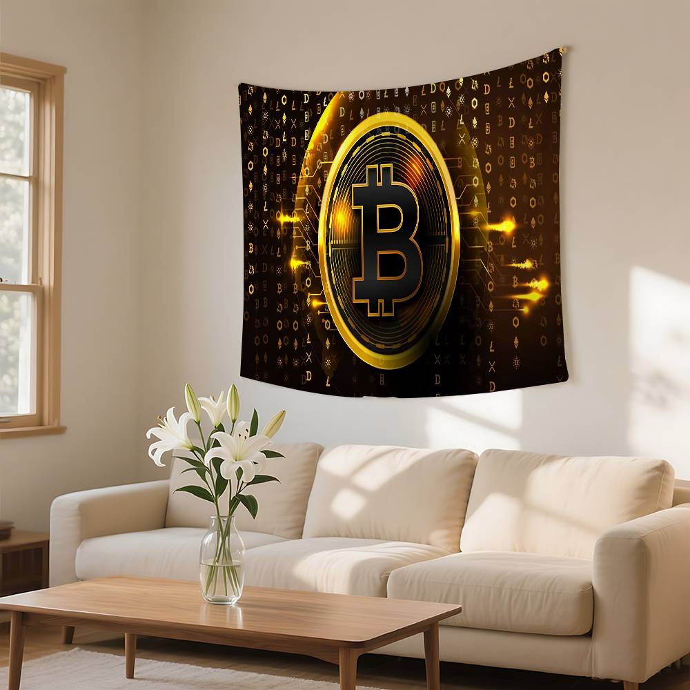 I Love Accept Bitcoin Tapestry Wall Hanging Tapestry Art Deco Blanket Curtain Hanging At Home Bedroom Living Room Decor