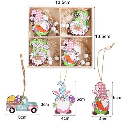 4pcs/set Easter Rabbit Wooden Hanging Ornaments Bunny Easter Party DIY Craft Kids Gift