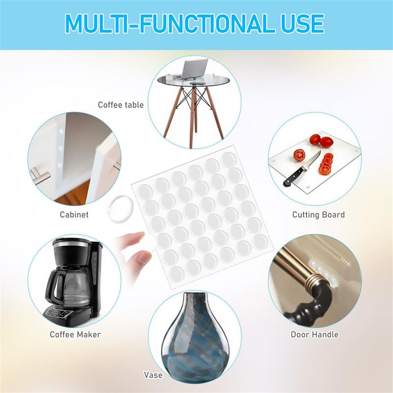 36pcs Cabinet Bumpers Clear Adhesive Bumpers Self Stick SoftSilicone Pads Glass Table Top Pads Furniture Bumpers Nonslip Pads