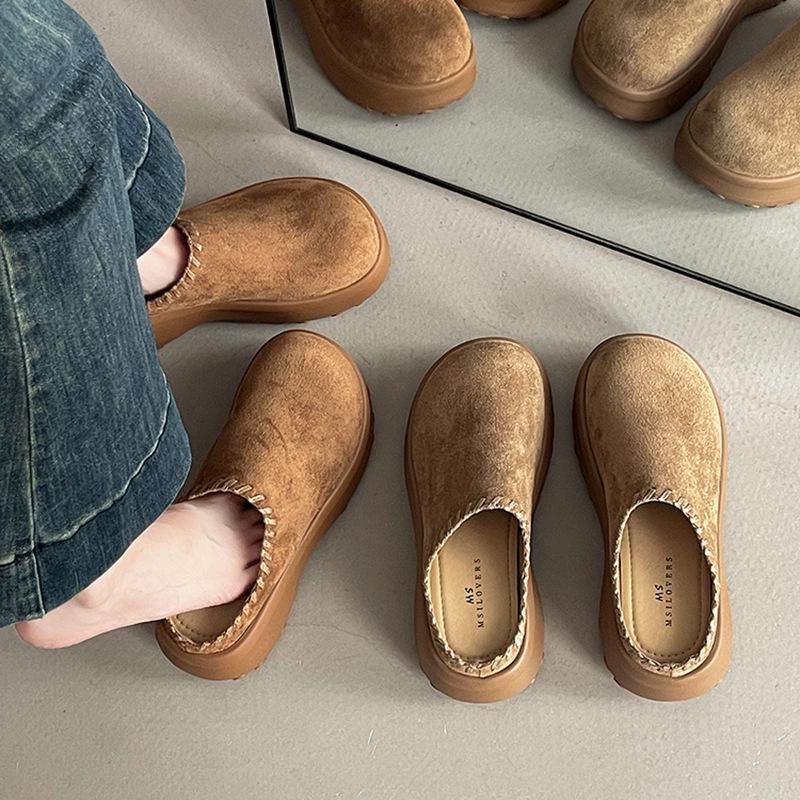 Simple and comfortable retro thick-soled bag head drag women 2025 autumn new fashion casual shoes bag head slippers