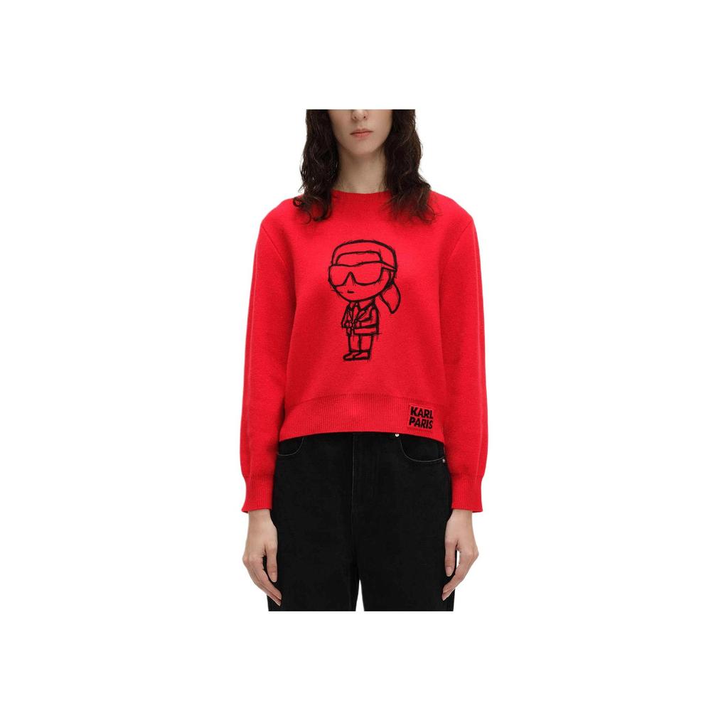 Karl Lagerfeld Casual Outing Party Light Luxury Character Print Round Neck Pullover Long Sleeve Sweater Women sweater 241L2005