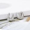 Luxury Elegant AAAA Zirconia Pave Huggie Hoop Earrings Woman Geometric U Shape Bridal Wedding Engagement Daily Vintage Jewelry