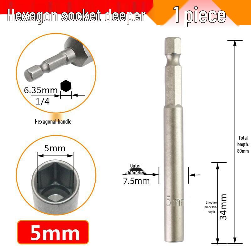 5,5mm šestihranný ruční vrták & 8mm hluboký vzduchový rázový utahovák Elektrický šroubovací bit