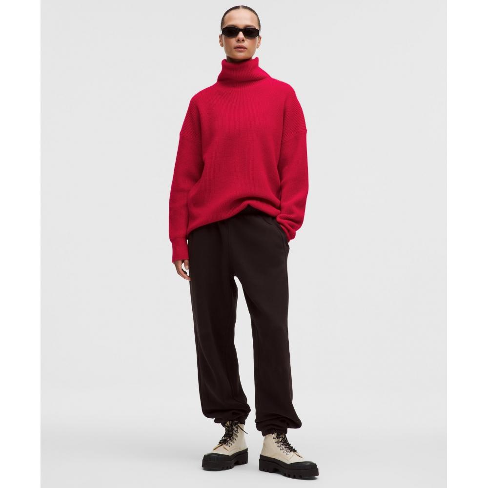 Lululemon Oversized Cashmere Funnel Neck Sweater Dark Red