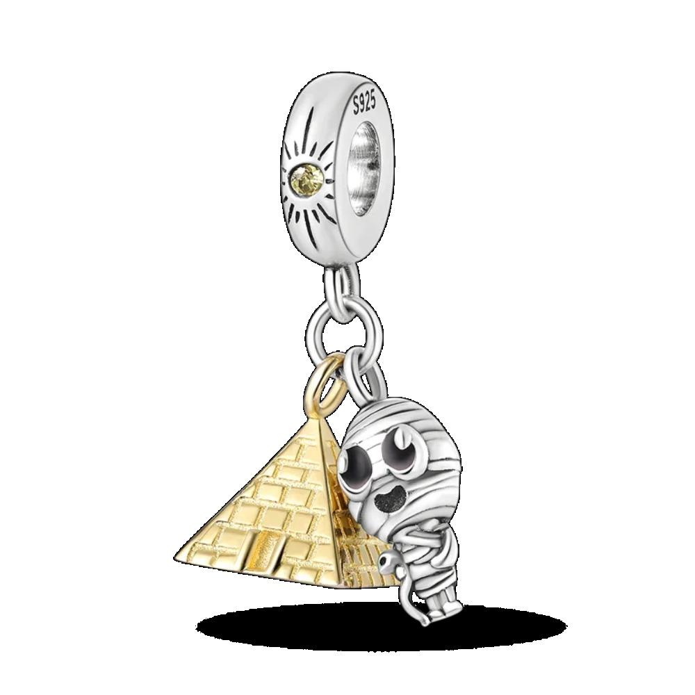 925 Silver Golden Charm Crown Family Tree Safety Chain Hollow Beads for Women DIY Bracelets Jewelry