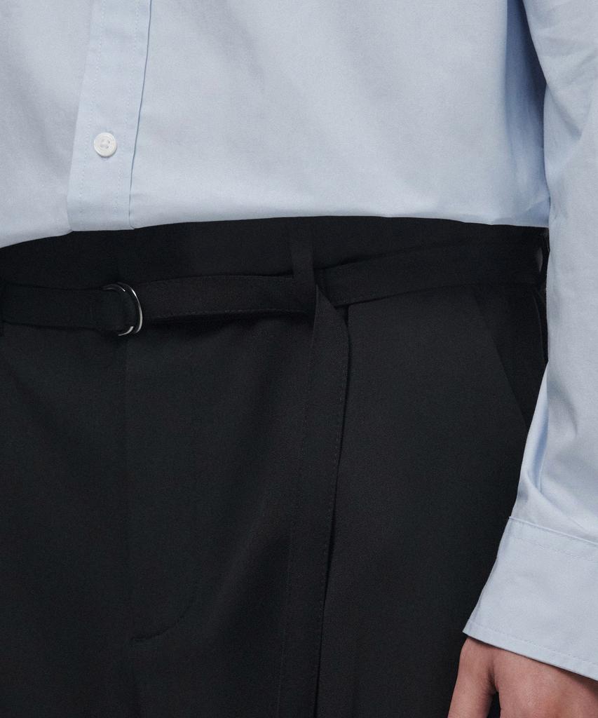 MUSINSA STANDARD Narrow Belt One-Pleat Wide Slacks [Black]