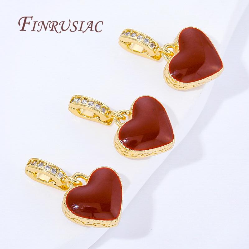 1/2Pcs 18K Gold Plated Red Heart Pendants For Necklaces Accessories,DIY Charms For Jewelry Making Supplies