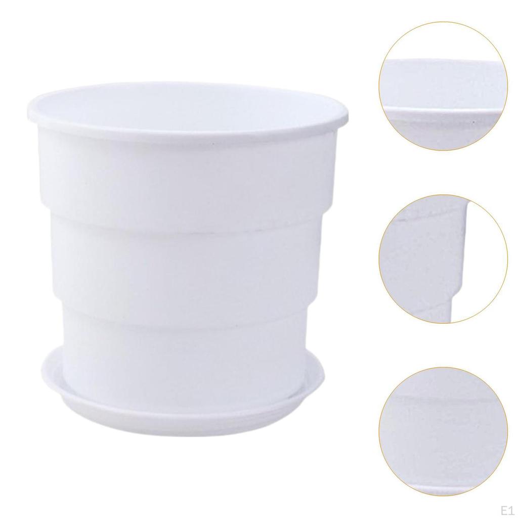 Flower Plant Pot Minimalist Portable Versatile Use Small Planter with Drainage Hole and Saucer for