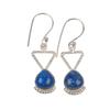 Natural Lapis Lazuli Gemstone 925 Sterling Silver Drop Earrings 1.62", Elegant Hook Earrings For Birthday Gift EE-93-24