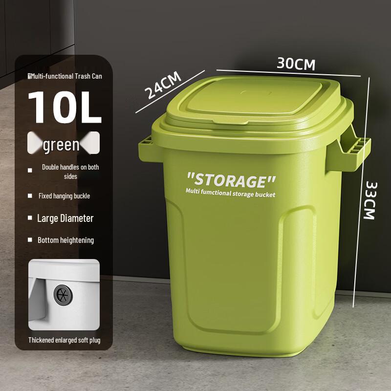 Versatile 10L Lidded Plastic Trash Can