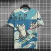 Summer Round Neck 3D Funny Cat Print Top Fashionable Casual Short Sleeved Men's T-shirts
