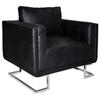 Día Y Noche - Día Y Noche Armchair with Chrome Legs, Black Synthetic Leather