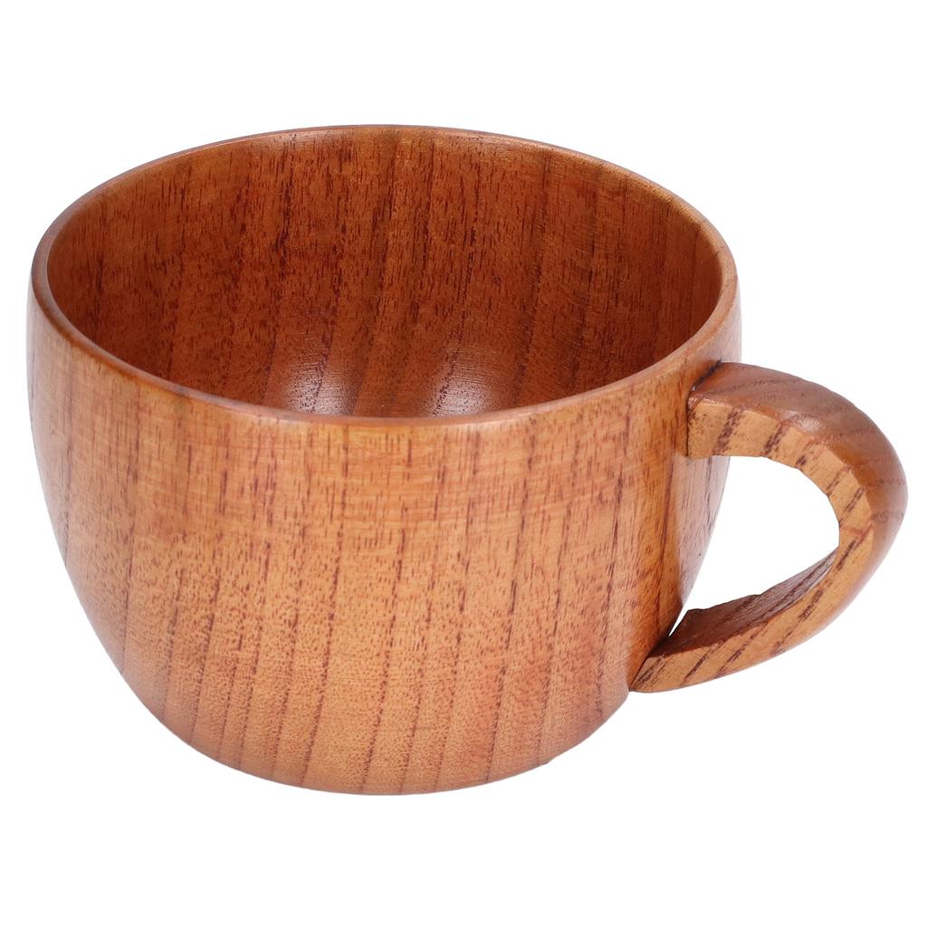 200ml Big Belly Wood Water Cup Simple Tea Wine Coffee Mug Classical Wooden Cup with Handle for Kitchen Study