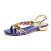 JIMITU Sandali Estivi Nuovi in Pelle da Donna Sandali con Strass a Tacco Basso Fondo Piatto Clip-Toe Tacco Spesso Fiori Sandali di Lusso Regalo