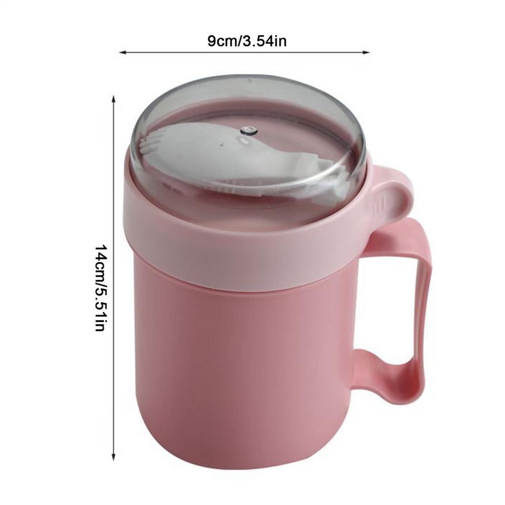 Soup Mug With Lid 500ml Wide Mouth Cereal Bowls With Foldable Spoon Soup Containers With Lids For Lunch For School Office