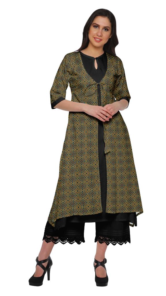 Moomaya Indian Palazzo Kurta Jacket Set For Women Partywear Chanderi Ethnic