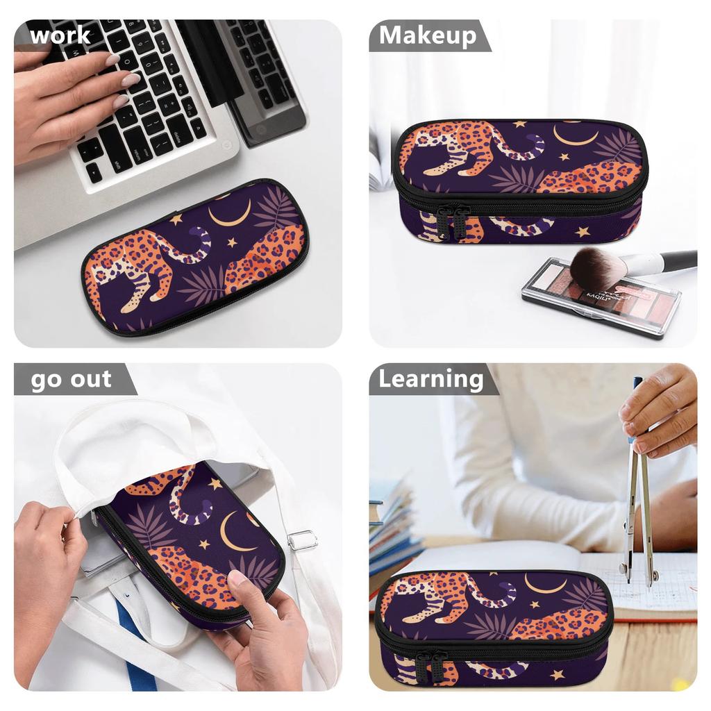 Pencil Bag Simple Design 300D Polyester Smooth Zipper with Main Pocket Mesh Layer and Removable Pen Divider for Boys Girls