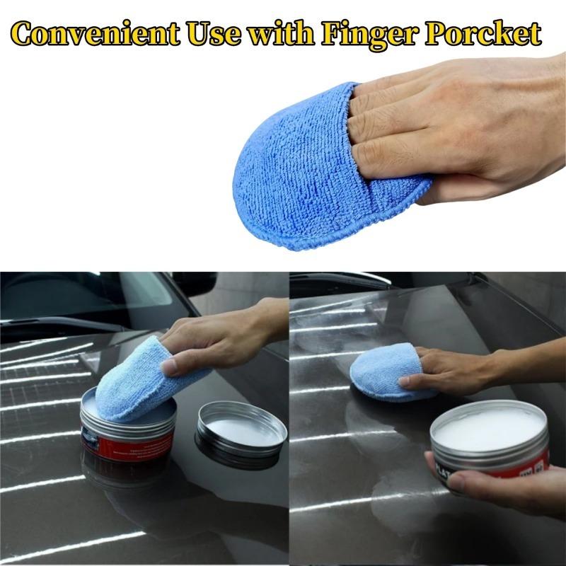 Car Waxing Polish Sponges 5 Inch Car Detailing Wax Applicator Pads Round Pocket Microfiber Foam Sponges Car Cleaning Tools